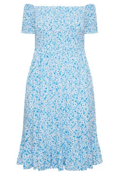 YOURS Curve Blue Ditsy Floral Bardot Midi Dress 10 YOURS Curve Blue Ditsy Floral Bardot Midi Dress -Saga Dresses Shop 3624a886 1b54 4b 137331 X
