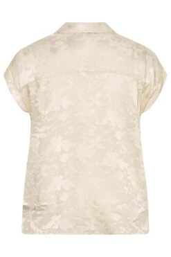 YOURS Curve Cream Satin Leaf Print Shirt -Saga Dresses Shop 365558c8 6663 4e 173860 Y