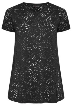 YOURS Curve 2 PACK White & Black Broderie Anglaise Swing V-Neck T-Shirt -Saga Dresses Shop 366464e5 9d57 4a 320691 X