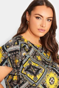 YOURS Curve Black Paisley Print Frill Blouse -Saga Dresses Shop 373dafee 91b8 4c 174271 D