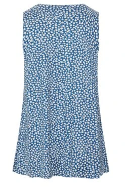 YOURS Curve Navy Blue Floral Print Pleat Front Vest Top -Saga Dresses Shop 377f8b57 8bd9 41 302066 Y