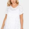 YOURS Curve 2 PACK White & Black Broderie Anglaise Swing V-Neck T-Shirt