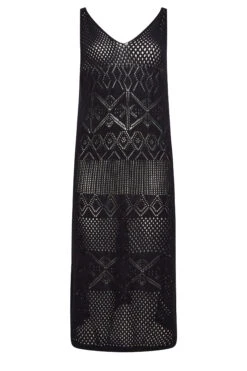 YOURS Curve Black Crochet Midaxi Dress -Saga Dresses Shop 383f3b57 37ef 45 192857 XR