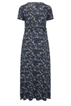 YOURS Curve Navy Blue Ditsy Print Wrap Front Tie Maxi Dress 11 YOURS Curve Navy Blue Ditsy Print Wrap Front Tie Maxi Dress -Saga Dresses Shop 384ed637 99b6 43 301783 Y