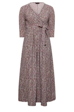 YOURS Curve Red & White Leaf Print Wrap Maxi Dress 10 YOURS Curve Red & White Leaf Print Wrap Maxi Dress -Saga Dresses Shop 38823c7c aaa4 40 301413 X