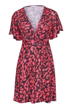 YOURS LONDON Curve Red Animal Print Wrap Dress -Saga Dresses Shop 3a669154 5a6e 4e 161789 X