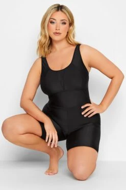 YOURS Curve Black Tummy Control Swim Unitard
