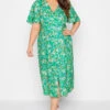 YOURS LONDON Curve Green Floral Print Button Through Tea Dress