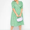 LIMITED COLLECTION Curve Green Ditsy Wrap Dress