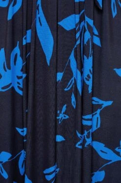 YOURS Curve Cobalt Blue Leaf Print Maxi Wrap Dress -Saga Dresses Shop 3ba17c0a 095f 47 302159 Z