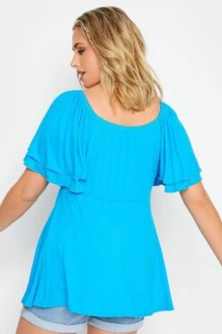 LIMITED COLLECTION Curve Blue Layered Sleeve Wrap Top -Saga Dresses Shop 3bdf734d 3f1c 47 215786 C
