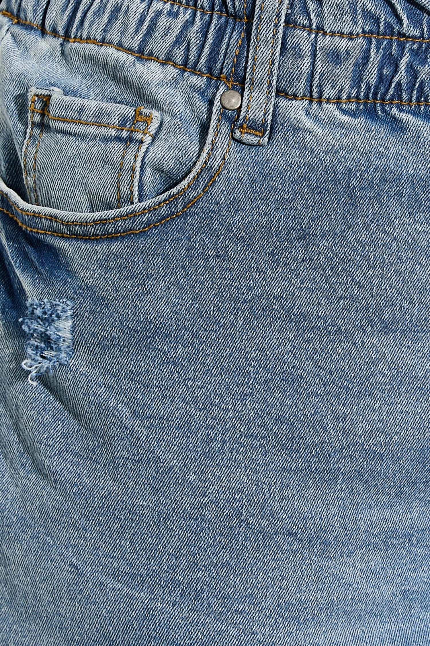 YOURS Curve Blue Ripped Elasticated Stretch MOM Jeans 4 YOURS Curve Blue Ripped Elasticated Stretch MOM Jeans - Image 4