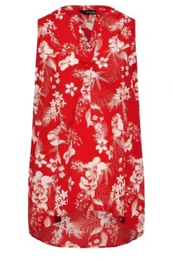 YOURS Curve Red Floral Pleat Detail Top -Saga Dresses Shop 3d4ca062 4ce2 41 173961 X