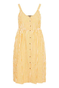 LIMITED COLLECTION Curve Orange Gingham Button Front Sundress -Saga Dresses Shop 3d7fe91a e1fb 49 214487 X