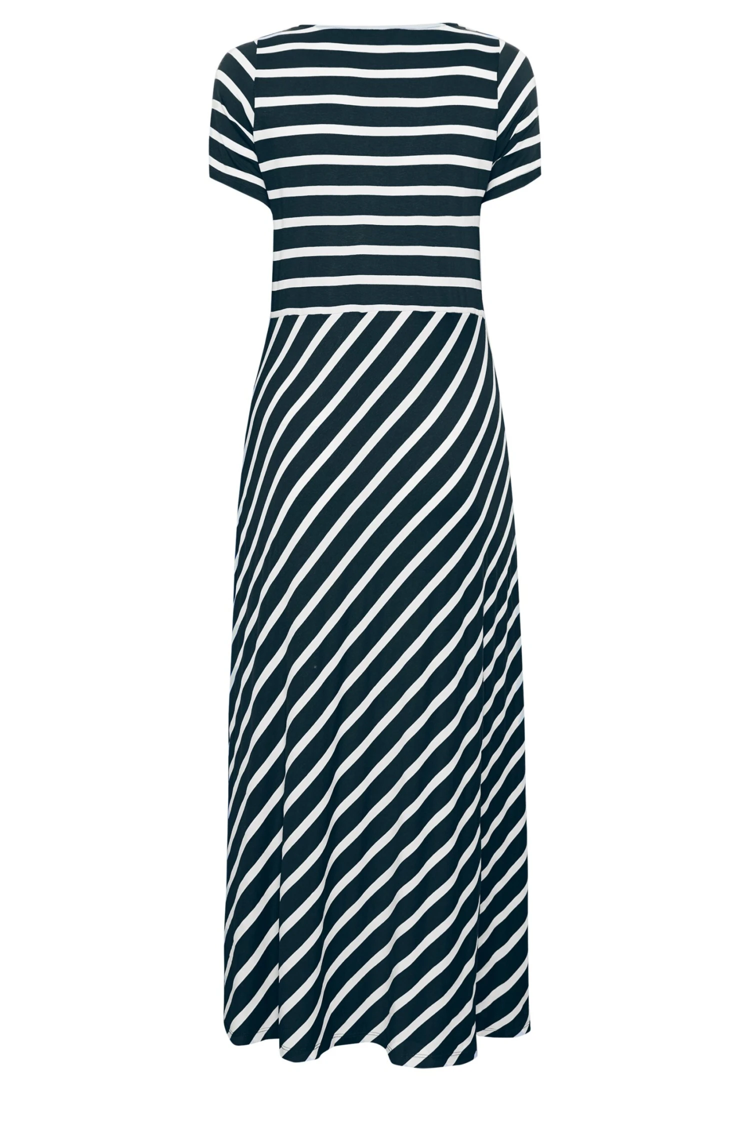 YOURS Curve Navy Blue Stripe Print Swing Dress 6 YOURS Curve Navy Blue Stripe Print Swing Dress - Image 6