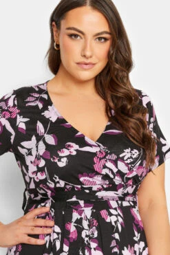 YOURS Curve Black Leaf Print Wrap Maxi Dress 8 YOURS Curve Black Leaf Print Wrap Maxi Dress -Saga Dresses Shop 3ebc6235 dc96 4c 137434 D