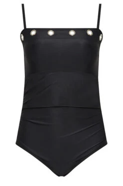 YOURS Curve Black Eyelet Detail Bandeau Tummy Control Swimsuit -Saga Dresses Shop 401d7cd0 7aa4 4f 150277 X