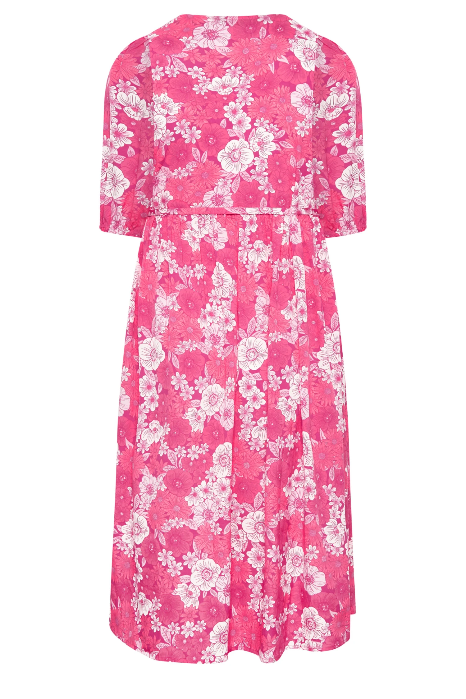 LIMITED COLLECTION Curve Pink Floral Wrap Midaxi Dress 8 LIMITED COLLECTION Curve Pink Floral Wrap Midaxi Dress - Image 8