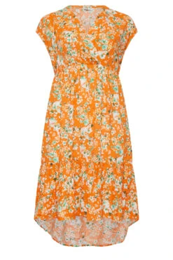 YOURS Curve Orange Floral Print High Low Wrap Dress 10 YOURS Curve Orange Floral Print High Low Wrap Dress -Saga Dresses Shop 4218edc5 264b 44 137468 X