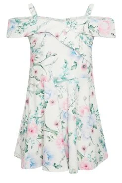YOURS LONDON Curve White Floral Bardot Peplum Top -Saga Dresses Shop 43326854 1fcf 43 162111 X