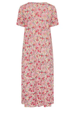 YOURS Curve Pink Floral Pleat Front Maxi Dress -Saga Dresses Shop 43685846 cfc6 42 137278 Y