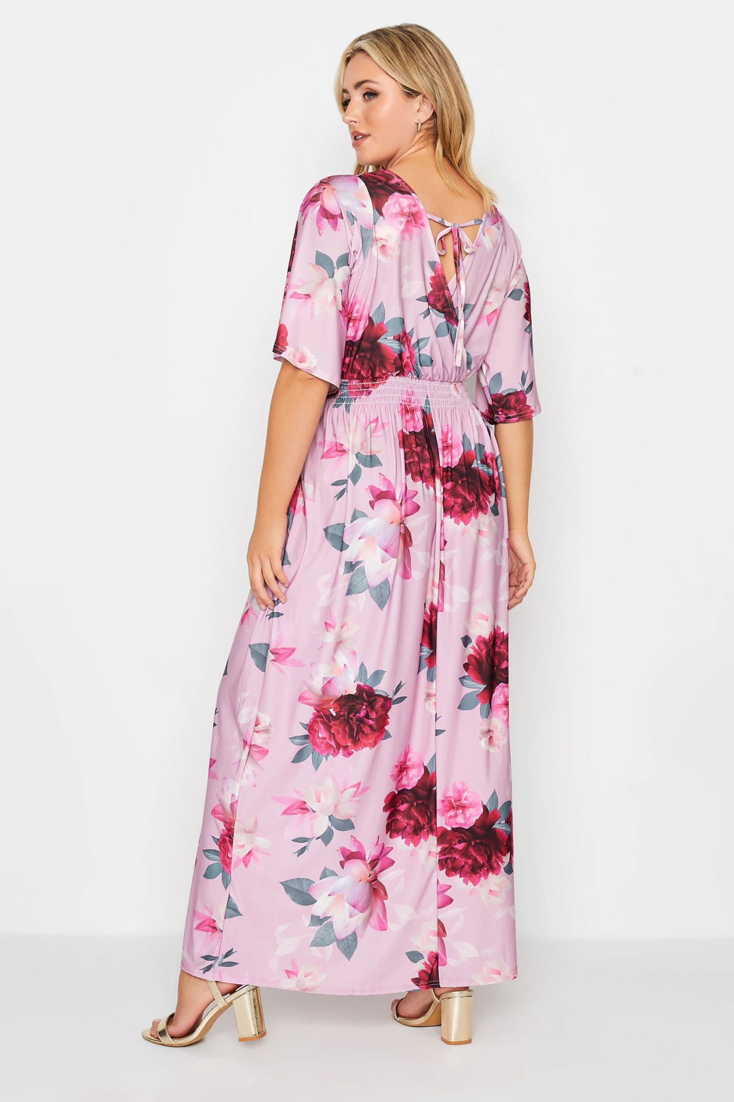 YOURS LONDON Curve Pink Floral Shirred Maxi Dress 2 YOURS LONDON Curve Pink Floral Shirred Maxi Dress - Image 2
