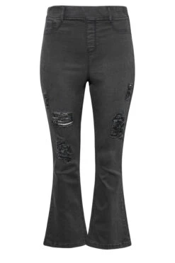 YOURS Curve Black Washed Ripped Pull-On HANNAH Bootcut Jeggings -Saga Dresses Shop 43d0c1f7 30d2 4e 143093 X