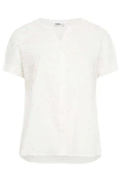 YOURS Curve White Dobby Spot Shirt -Saga Dresses Shop 43e09da6 e5de 4f 330030 X