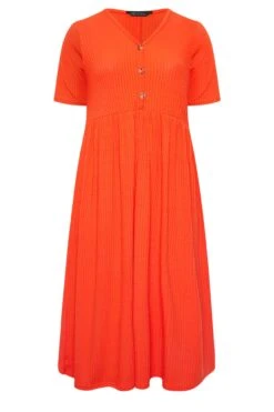 LIMITED COLLECTION Curve Orange Ribbed Peplum Midi Dress 12 LIMITED COLLECTION Curve Orange Ribbed Peplum Midi Dress -Saga Dresses Shop 43ff5e2a 1fc9 48 215745 X