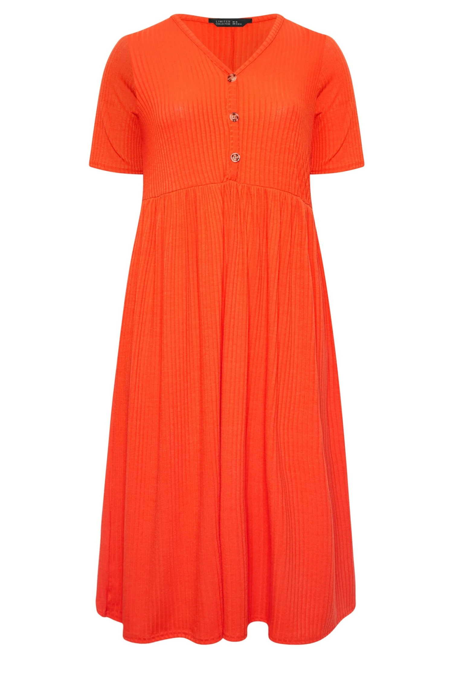 LIMITED COLLECTION Curve Orange Ribbed Peplum Midi Dress 6 LIMITED COLLECTION Curve Orange Ribbed Peplum Midi Dress - Image 6