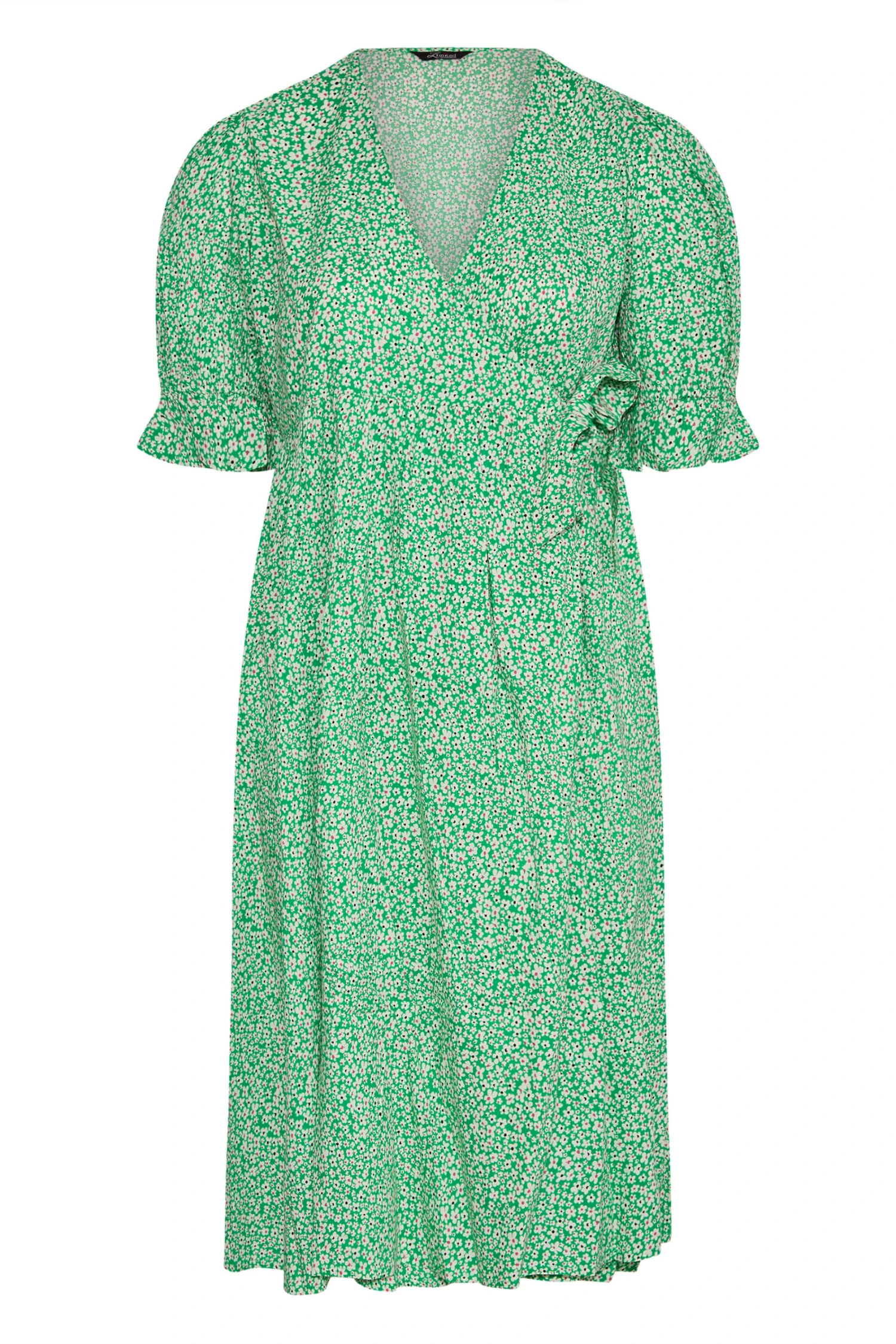 LIMITED COLLECTION Curve Green Ditsy Wrap Dress 5 LIMITED COLLECTION Curve Green Ditsy Wrap Dress - Image 5
