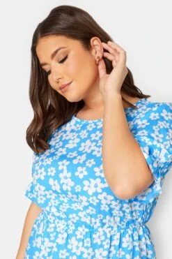 YOURS Curve Blue Floral Peplum Top -Saga Dresses Shop 448e978e 4514 42 131766 D