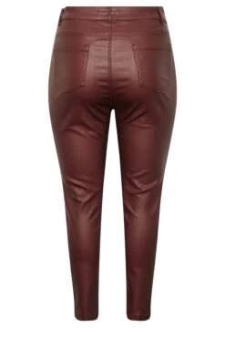 YOURS Curve Burgundy Red Coated Skinny Stretch AVA Jeans -Saga Dresses Shop 44c25a3a 33e7 4a 143052 Y