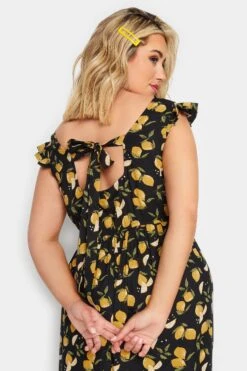 LIMITED COLLECTION Curve Black Lemons Print Frill Maxi Dress 8 LIMITED COLLECTION Curve Black Lemons Print Frill Maxi Dress -Saga Dresses Shop 44f99fd5 3452 42 215682 D