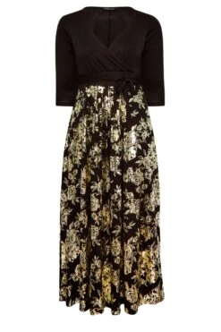 YOURS LUXURY Curve Black Foil Floral Print Wrap Dress 11 YOURS LUXURY Curve Black Foil Floral Print Wrap Dress -Saga Dresses Shop 45442ca5 35ef 43 301807 X