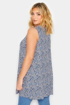 YOURS 2 PACK Curve Pink & Blue Ditsy Print Swing Vest Tops -Saga Dresses Shop 45a2b58b 7d18 4a 320796 C