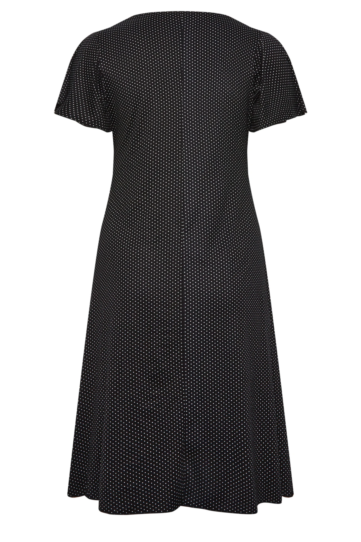 YOURS Curve Black Polka Dot Print Lace Detail Dress 6 YOURS Curve Black Polka Dot Print Lace Detail Dress - Image 6