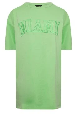 YOURS Curve 2 PACK White & Green 'Miami' Tunic T-Shirts -Saga Dresses Shop 46765bd4 42f5 4c 320771 X