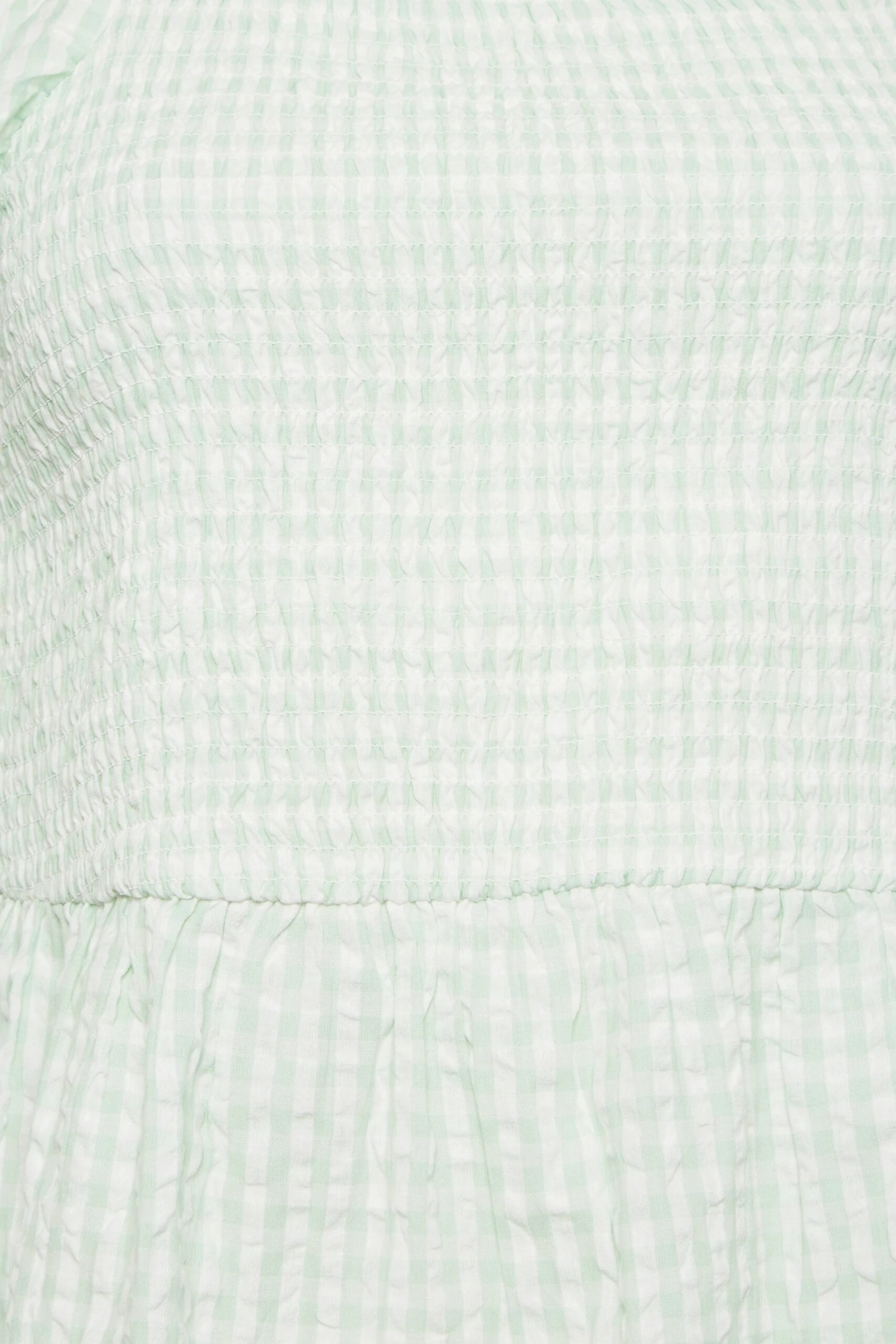 YOURS Curve Mint Green Gingham Print Square Neck Shirred Top 4 YOURS Curve Mint Green Gingham Print Square Neck Shirred Top - Image 4