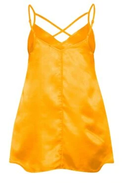 LIMITED COLLECTION Curve Bright Yellow Satin Cami Top -Saga Dresses Shop 474385c1 841e 4b 214571 BK