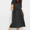 YOURS Curve Black Ditsy Floral Smock Dress