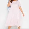 YOURS Curve Light Pink Daisy Print Smock Dress