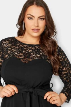YOURS LONDON Curve Black Lace Sweetheart Peplum Top -Saga Dresses Shop 48d6e9e4 1332 4d 162128 D