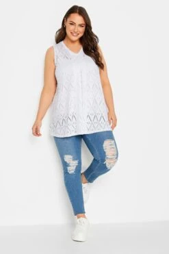 YOURS Curve 2 PACK Black Broderie Swing Vest Top -Saga Dresses Shop 498f155a bf07 49 320741 B1