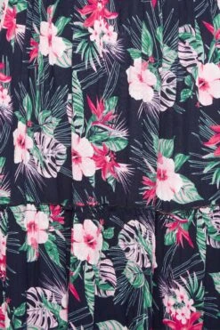 YOURS Curve Navy Blue Tropical Print Bardot Maxi Dress 9 YOURS Curve Navy Blue Tropical Print Bardot Maxi Dress -Saga Dresses Shop 4b8acd40 bf22 43 137323 Z