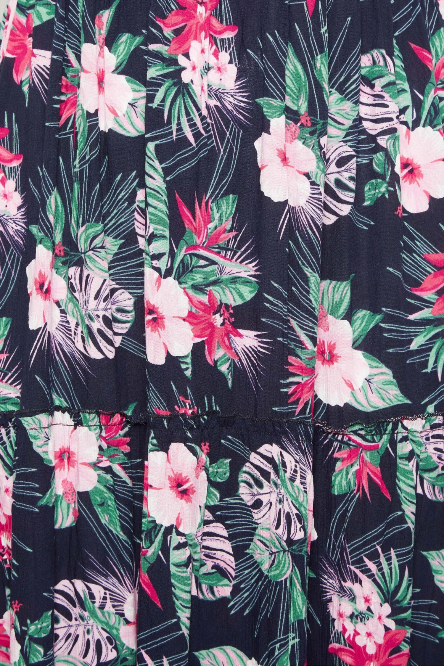 YOURS Curve Navy Blue Tropical Print Bardot Maxi Dress 4 YOURS Curve Navy Blue Tropical Print Bardot Maxi Dress - Image 4