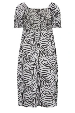 YOURS Curve Black & White Zebra Print Shirred Midaxi Dress -Saga Dresses Shop 4b8b4449 bd89 46 137478 Y
