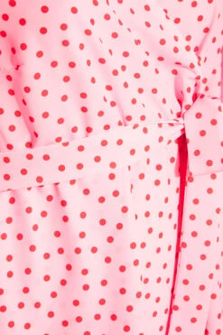 YOURS LONDON Curve Pink Polka Dot Midi Wrap Dress 9 YOURS LONDON Curve Pink Polka Dot Midi Wrap Dress -Saga Dresses Shop 4d60c646 6ea7 46 161732 Z