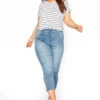 YOURS FOR GOOD Curve Light Blue Stretch Cropped JENNY Jeggings