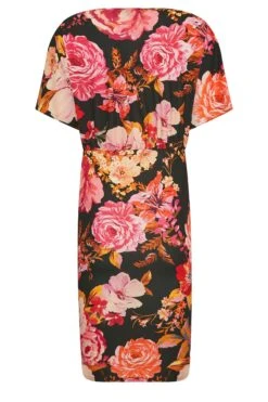 YOURS PETITE Curve Black Floral Wrap Midi Dress 11 YOURS PETITE Curve Black Floral Wrap Midi Dress -Saga Dresses Shop 4eb2578c e257 4f 174574 Y